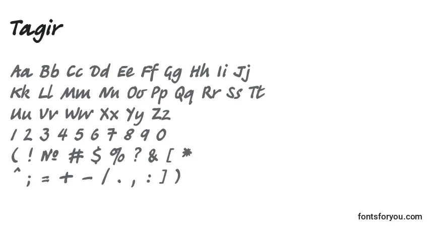 Schriftart Tagir – Alphabet, Zahlen, spezielle Symbole