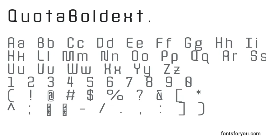 Czcionka QuotaBoldext. – alfabet, cyfry, specjalne znaki