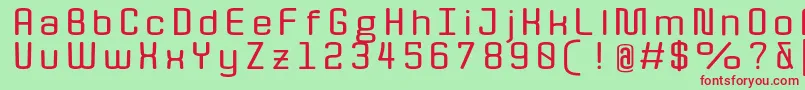 QuotaBoldext.-Schriftart – Rote Schriften auf grünem Hintergrund