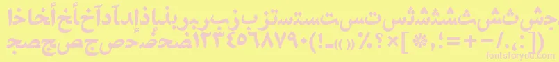 Fonte NaskhahmadttBold – fontes rosa em um fundo amarelo
