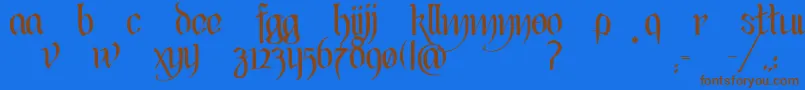 BlackHeartInertia-Schriftart – Braune Schriften auf blauem Hintergrund