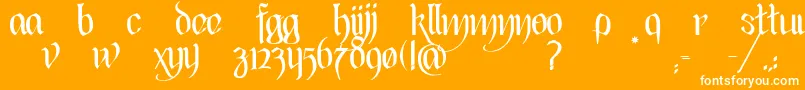 BlackHeartInertia-Schriftart – Weiße Schriften auf orangefarbenem Hintergrund