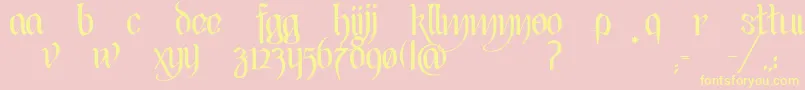 BlackHeartInertia-fontti – keltaiset fontit vaaleanpunaisella taustalla