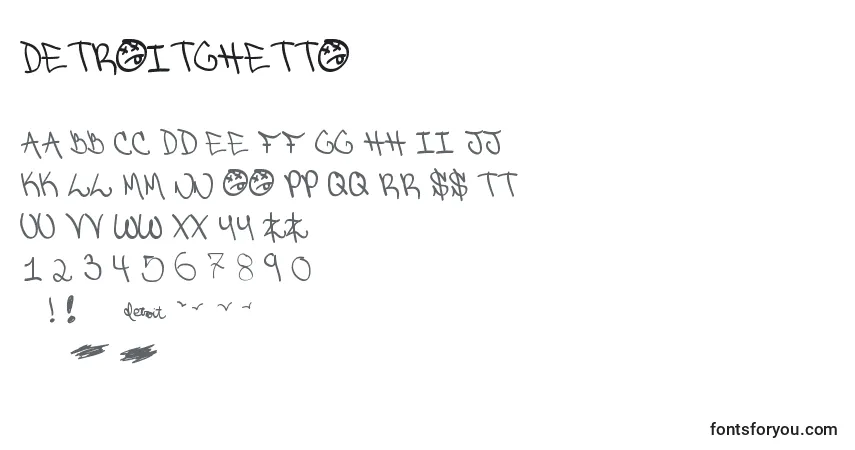 Шрифт Detroitghetto – алфавит, цифры, специальные символы