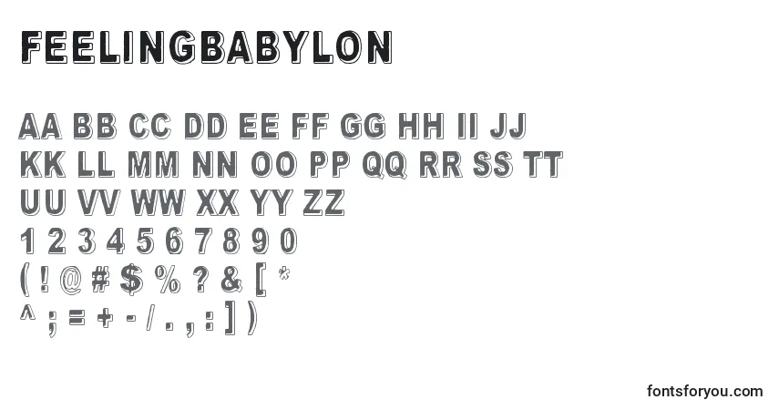 FeelingBabylon-fontti – aakkoset, numerot, erikoismerkit
