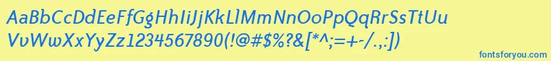 BaileySansItcTtBookitalic Font – Blue Fonts on Yellow Background