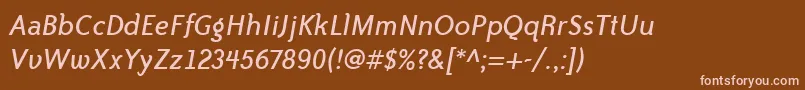 Fonte BaileySansItcTtBookitalic – fontes rosa em um fundo marrom