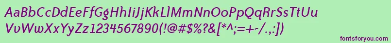 BaileySansItcTtBookitalic Font – Purple Fonts on Green Background
