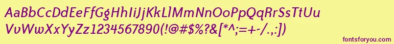 BaileySansItcTtBookitalic Font – Purple Fonts on Yellow Background