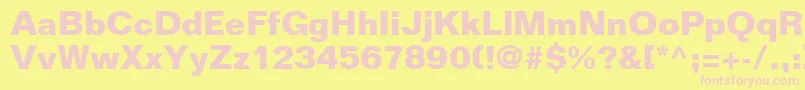 LayoutSsiBold-fontti – vaaleanpunaiset fontit keltaisella taustalla