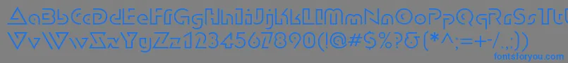 フォントDublonlightc – 灰色の背景に青い文字