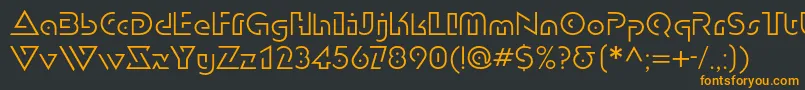 フォントDublonlightc – 黒い背景にオレンジの文字