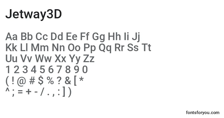 A fonte Jetway3D – alfabeto, números, caracteres especiais