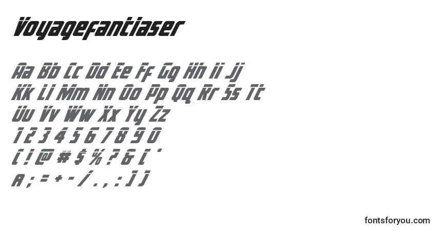 A fonte Voyagefantlaser – alfabeto, números, caracteres especiais