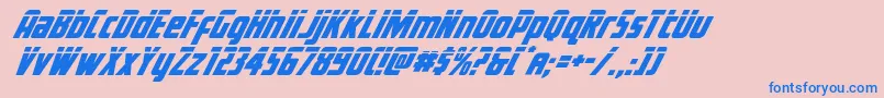 Voyagefantlaser-Schriftart – Blaue Schriften auf rosa Hintergrund