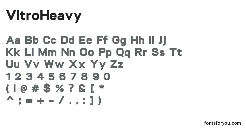 A fonte VitroHeavy – alfabeto, números, caracteres especiais