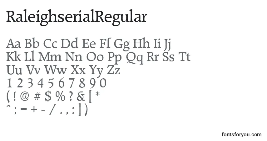 Schriftart RaleighserialRegular – Alphabet, Zahlen, spezielle Symbole
