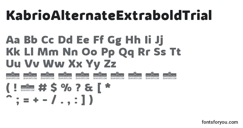 A fonte KabrioAlternateExtraboldTrial – alfabeto, números, caracteres especiais
