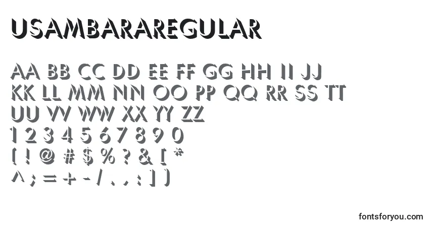 A fonte UsambaraRegular – alfabeto, números, caracteres especiais