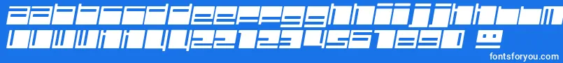 Polydisi-Schriftart – Weiße Schriften auf blauem Hintergrund