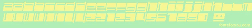フォントPolydisi – 黄色の文字が緑の背景にあります