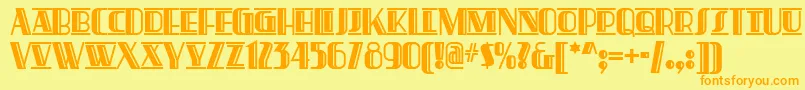 フォントPretAPorterDeco – オレンジの文字が黄色の背景にあります。