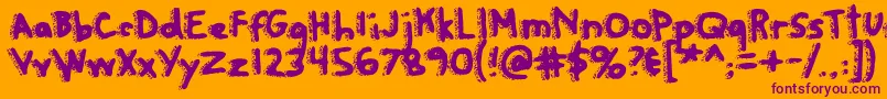 Rapanuiletters Font – Purple Fonts on Orange Background