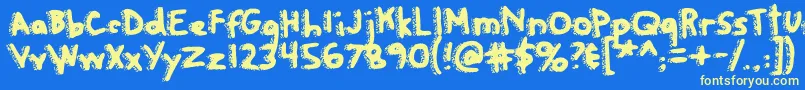 Rapanuiletters Font – Yellow Fonts on Blue Background