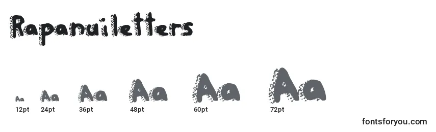 Rapanuiletters-fontin koot