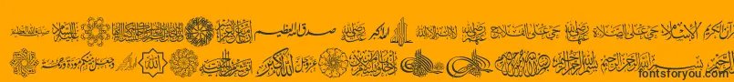 Шрифт AgaIslamicPhrases – чёрные шрифты на оранжевом фоне