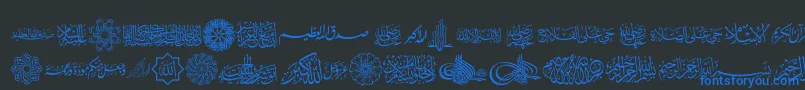Czcionka AgaIslamicPhrases – niebieskie czcionki na czarnym tle