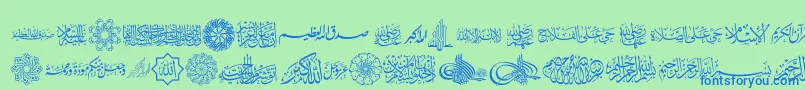 AgaIslamicPhrases Font – Blue Fonts on Green Background
