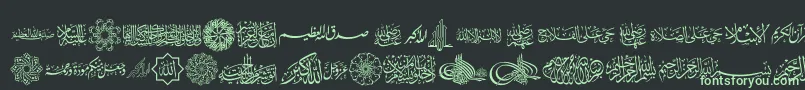 AgaIslamicPhrases Font – Green Fonts on Black Background