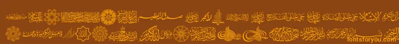 AgaIslamicPhrases Font – Orange Fonts on Brown Background