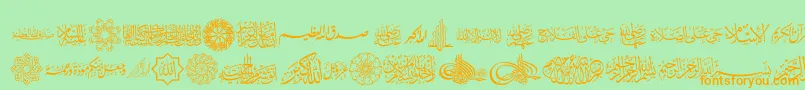 Шрифт AgaIslamicPhrases – оранжевые шрифты на зелёном фоне