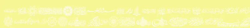 Fonte AgaIslamicPhrases – fontes brancas em um fundo amarelo