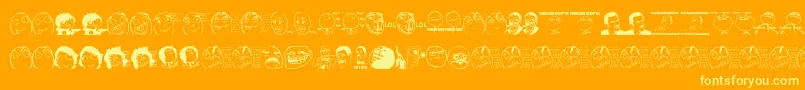 Memes-Schriftart – Gelbe Schriften auf orangefarbenem Hintergrund