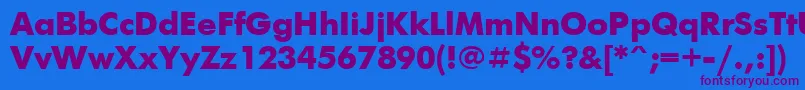 Czcionka UkrainianfuturisBold – fioletowe czcionki na niebieskim tle