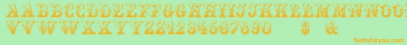フォントHoltzschueRegular – オレンジの文字が緑の背景にあります。