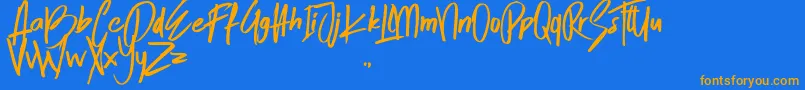 SkytreeOne Font – Orange Fonts on Blue Background