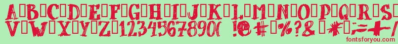 Dubbel Font – Red Fonts on Green Background