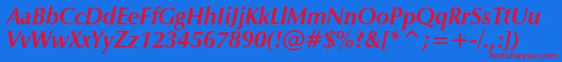 ZapBoldItalic Font – Red Fonts on Blue Background