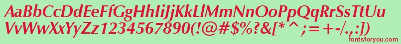 ZapBoldItalic Font – Red Fonts on Green Background