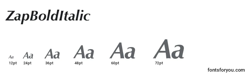Größen der Schriftart ZapBoldItalic