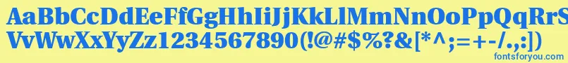 フォントUtopiaBlack – 青い文字が黄色の背景にあります。