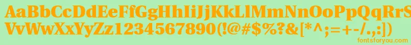 フォントUtopiaBlack – オレンジの文字が緑の背景にあります。