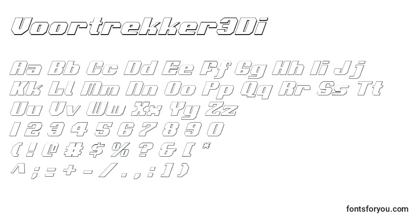 Czcionka Voortrekker3Di – alfabet, cyfry, specjalne znaki