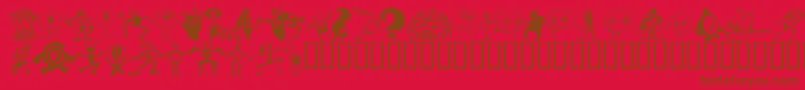 Weitere Informationen zur Kooksters-Schriftart Kooksters-Schriftart – Braune Schriften auf rotem Hintergrund