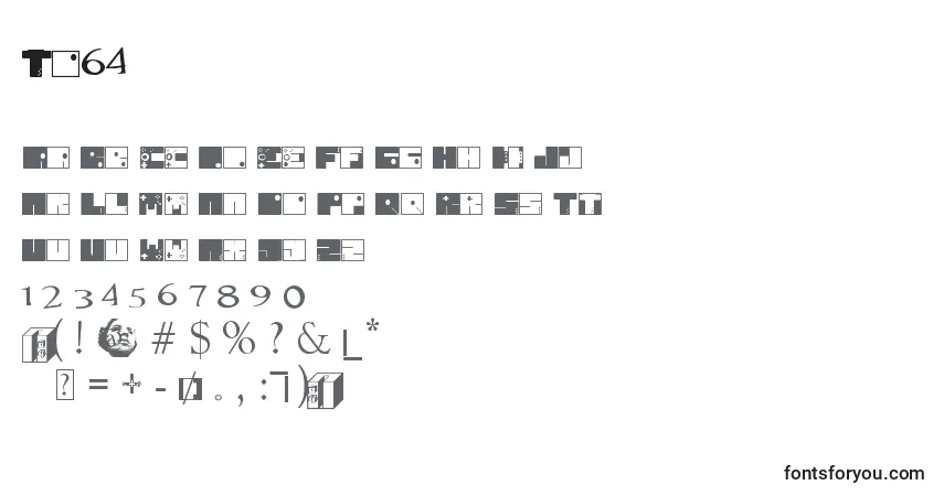 Czcionka To64 – alfabet, cyfry, specjalne znaki