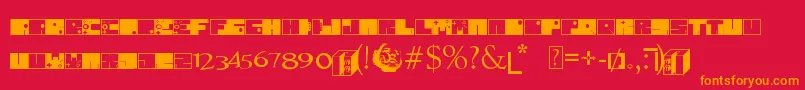 フォントTo64 – 赤い背景にオレンジの文字